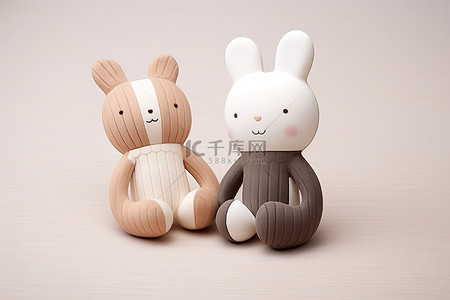 婴儿玩具用品背景图片_可爱的婴儿玩具毛绒熊和兔子