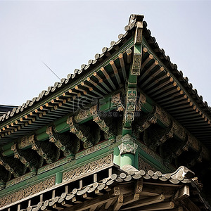 亚洲文化背景图片_一栋古老的亚洲棚屋建筑的顶部