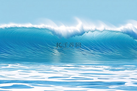岸上的波妞背景图片_海面上的蓝色波浪，人们站在岸上