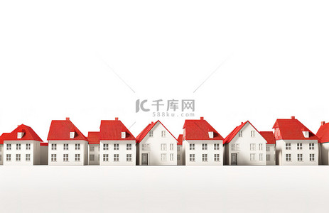 红色屋顶的房子背景图片_一排红色屋顶的白色房子png