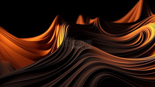 红色橙色渐变背景图片_橙色和黑色渐变 3d 渲染中的抽象波