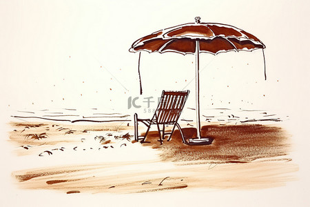 一个拄着白色拐杖的男人画的一把棕色雨伞