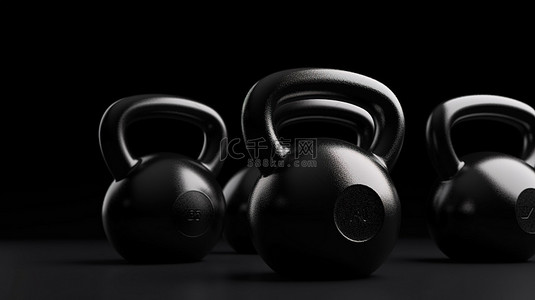 水壶背景图片_3d 渲染中黑色水壶铃的背景