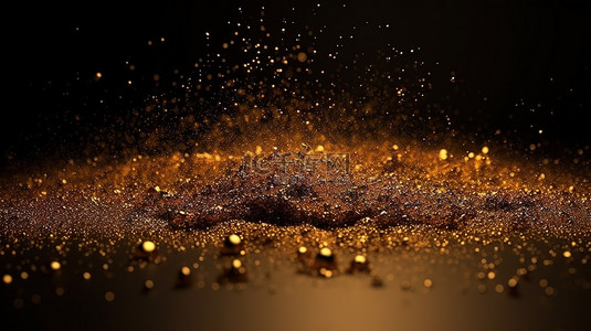 金色发光星星背景图片_闪闪发光的金沙颗粒背景的垂直 3D 渲染摘要