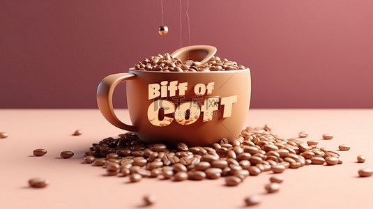 广告版式设计背景图片_咖啡仪式 3D 渲染版式引用与咖啡豆设计