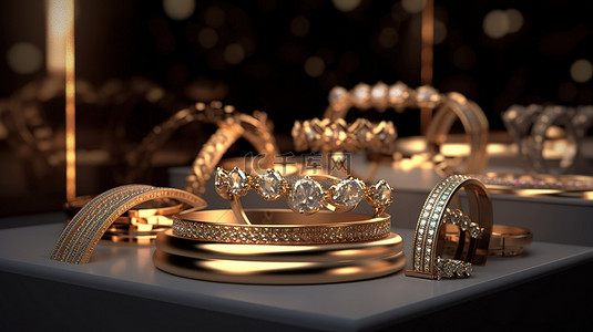 珠宝背景图片_珠宝展示的 3D 渲染设计