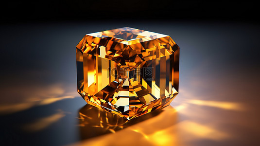 令人惊叹的 3D 表现形式的上丁切工黄水晶宝石