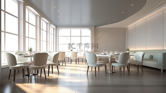 豪华迷人的高级餐厅内部现代舒适的氛围时尚现代设计 3D 渲染