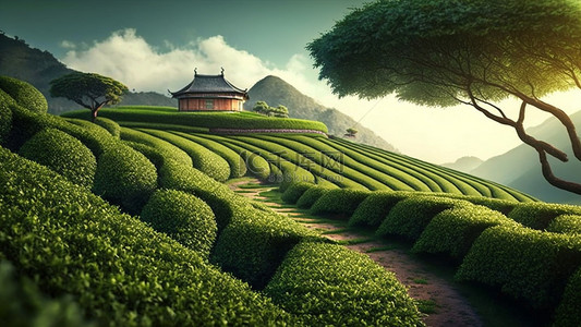 绿茶茶叶背景图片_茶园植物自然绿色背景