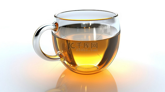 拿铁茶背景图片_独立玻璃茶和咖啡杯插图的 3D 渲染