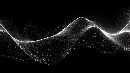 科技黑色背景图片_黑色科技背景下的流体粒子波与矩阵连接未来商业概念 3D 渲染