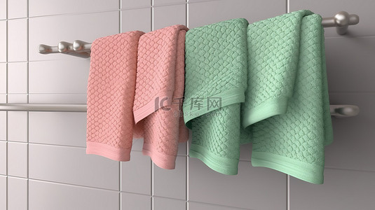 浴室手巾 3D 模型插图