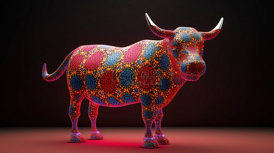 kusama 公牛的 3d 渲染象征着加密货币市场的投资增长