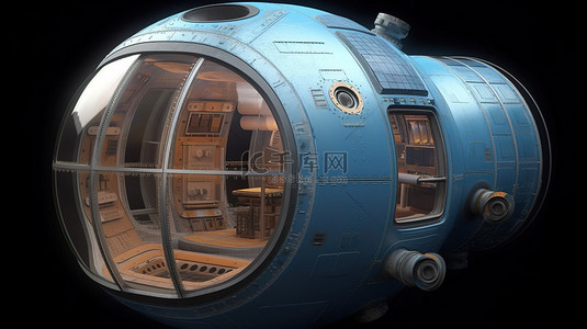 冒险胶囊太空飞船的真实 3D 渲染