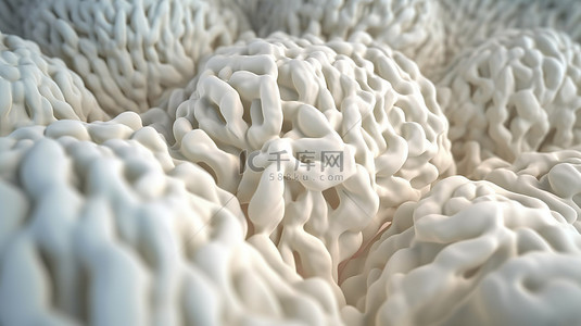 腹部脂肪组织密集且柔软的白色 3D 可视化
