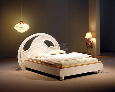 房间里有床背景图片_房间里有一张白色的床和一盏灯