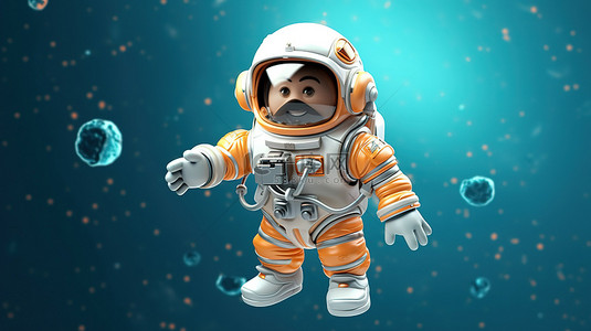 3D 渲染中的搞笑太空探索者