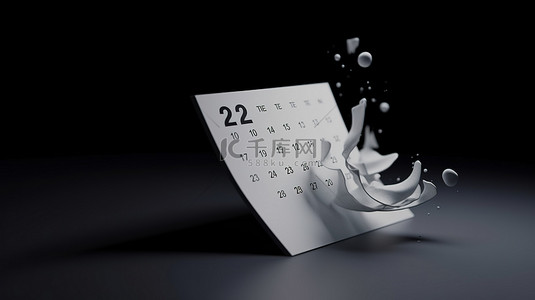 极简主义的 3D 撕下日历，展示了从第 27 天到第 28 天的过渡，以及过去一天的落页
