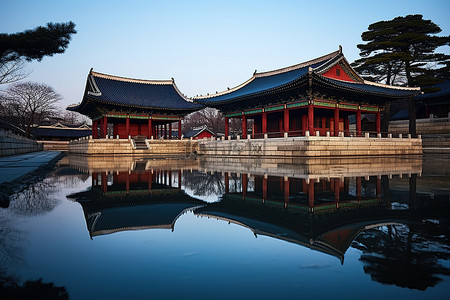 国庆韩国背景图片_韩国首尔安国庆寺