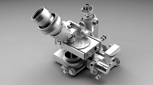 3D 渲染等距插图中的孤立单显微镜物体