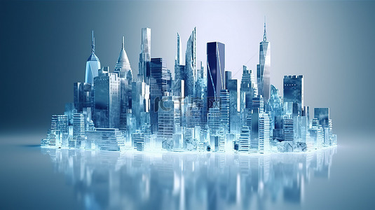 科技感网格背景背景图片_3d 渲染的城市景观背景