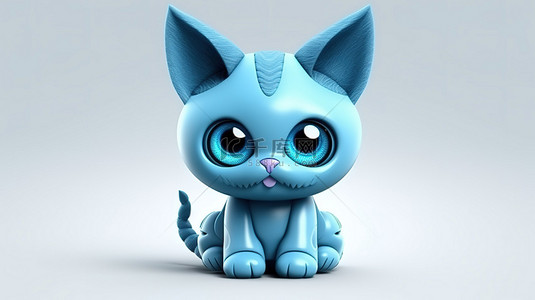 蓝猫商标背景图片_蓝猫，可爱的大眼睛 3D 再现