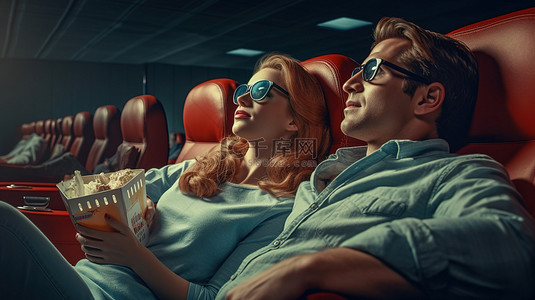 开心情侣背景图片_情侣享受3D电影体验