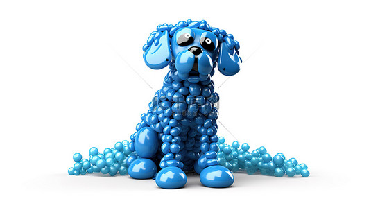 大雨骑车背景图片_气球制成的蓝色狗的 3D 插图