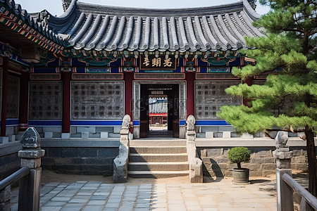 入口背景图片_韩国传统宫殿的入口