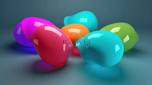 聊天语音气泡气球的 3d 插图