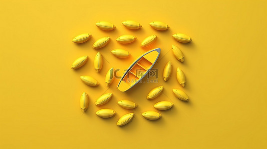 企业战略管理背景图片_赢得领导力游戏的黄船的顶视图 3D 插图