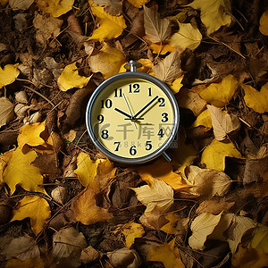 黄色叶子制成的时钟