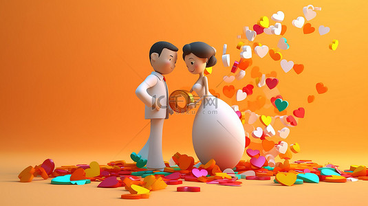 婚礼舞蹈背景图片_与已婚夫妇的装饰品的 3d 插图