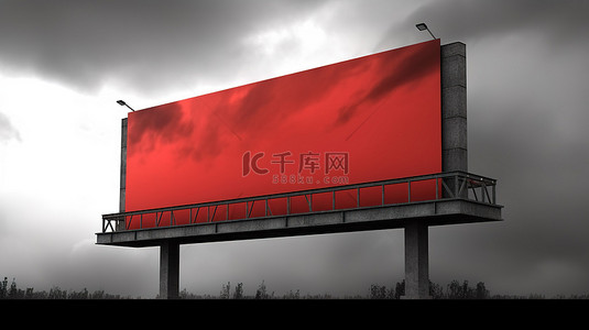红色水平背景图片_大胆的红色广告牌海报上令人惊叹的 3D 插图