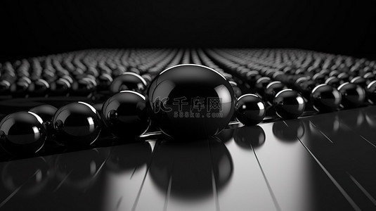 彩色科技光背景图片_单色 3d 渲染黑色背景上的抽象黑色球体