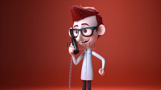 人物接电话背景图片_通过电话交谈的动画人物