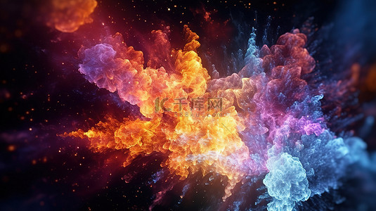 超清4k背景图片_颜色变化的空间粒子的 3D 插图