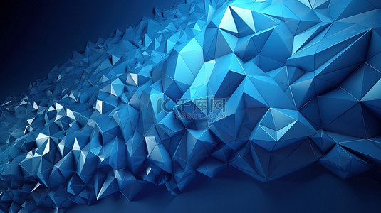 3d 渲染背景中的抽象蓝色三角形