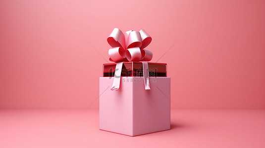 上新装饰背景图片_释放惊喜 粉红色背景上未包装礼品盒的 3D 插图