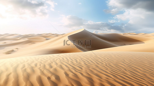 夏天度假沙滩背景图片_雄伟沙丘的广阔全景3D渲染杰作