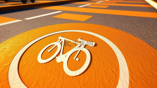 道路上的 3d 骑自行车者符号