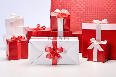 圣诞卡片背景图片_红色圣诞包装礼物和卡片