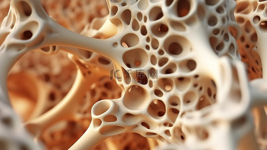 松质骨结构的 3D 渲染宏观视图