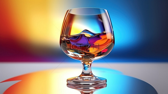 白兰地饮料背景图片_充满活力的表面为 3D 干邑白兰地和威士忌玻璃杯奠定了基础