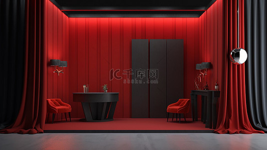 渐变桌子背景图片_展厅光效摆设红色