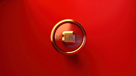 安全通知背景图片_红色背景上通知符号的 3d 渲染