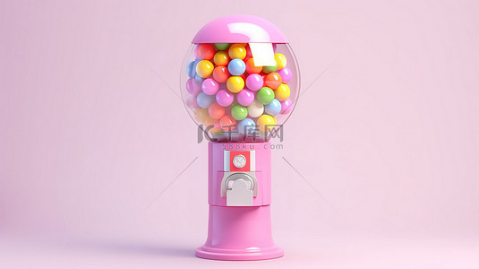 新加密口香糖机分配街机糖果和泡泡糖的 3D 插图