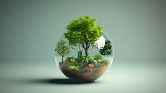 保护地球环境保护概念的 3d 渲染