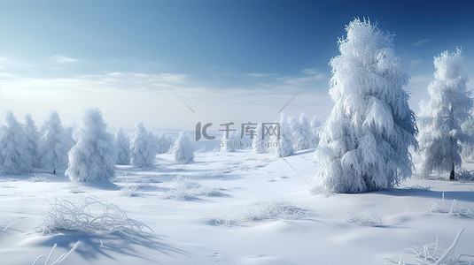 圣诞树雪花的背景图片_3d 的寒冷仙境