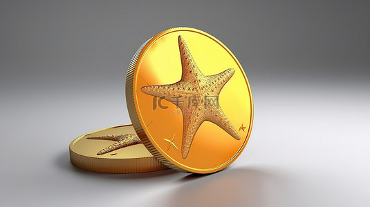 海星图标嵌入 3d 奖牌硬币